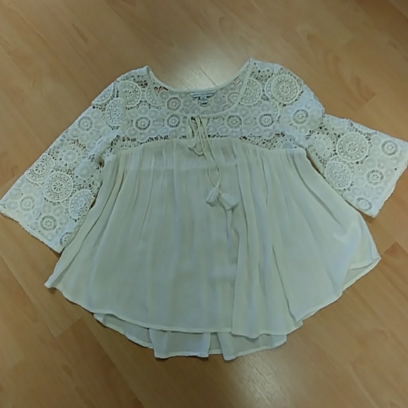 American Eagle Outfitters Gauze & Lace Top - Picture 5 of 8